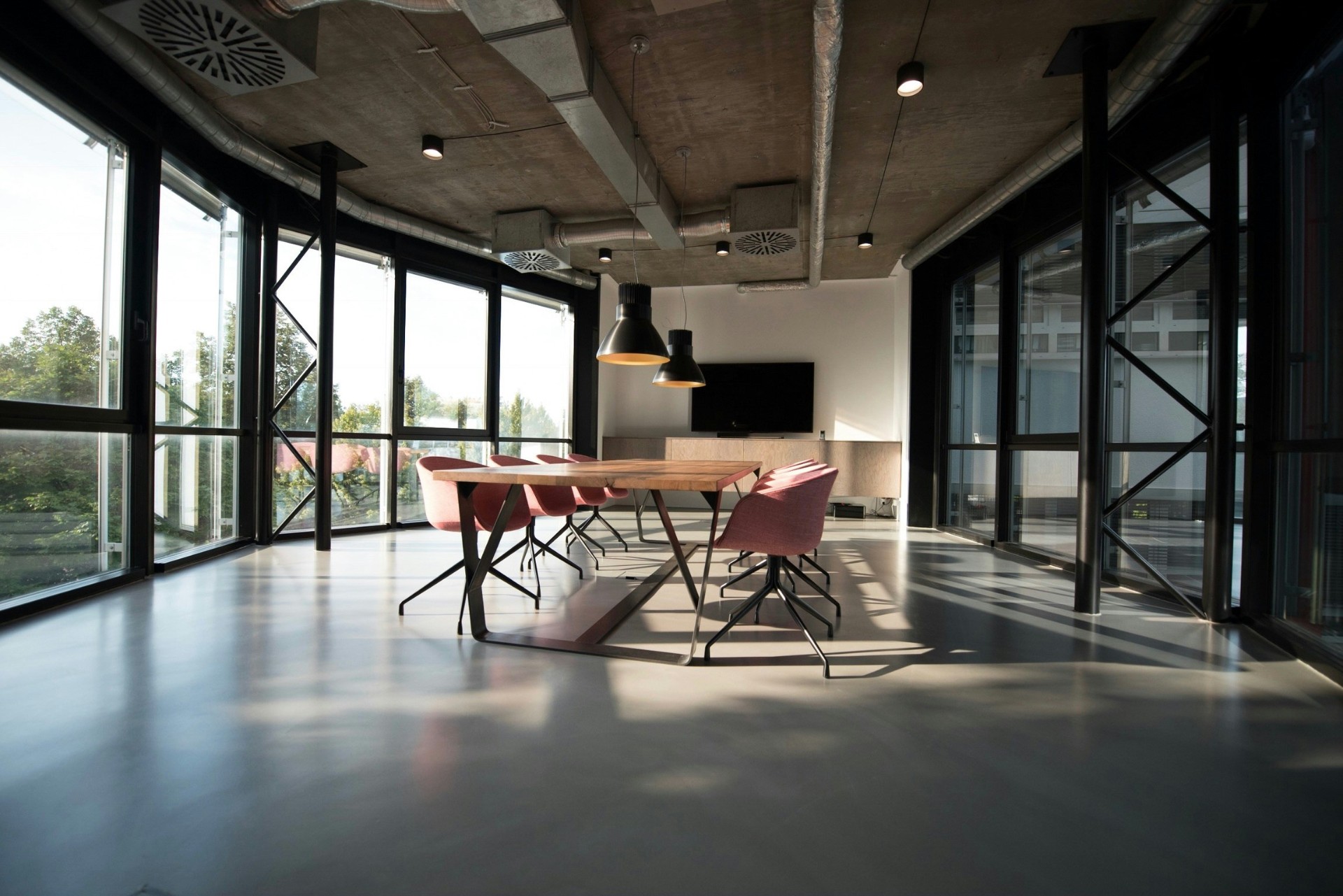 Professional cleaning team in a modern office